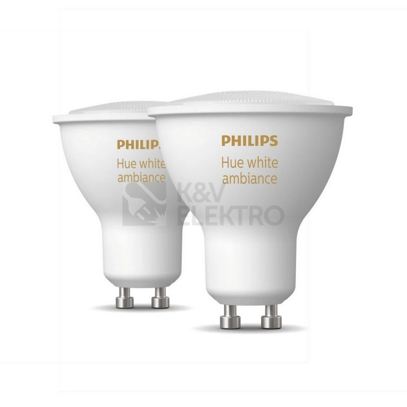 Obrázek produktu LED žárovka GU10 Philips Hue 2ks 4,2W (50W) White Ambiance (2200-6500K) stmívatelná 1