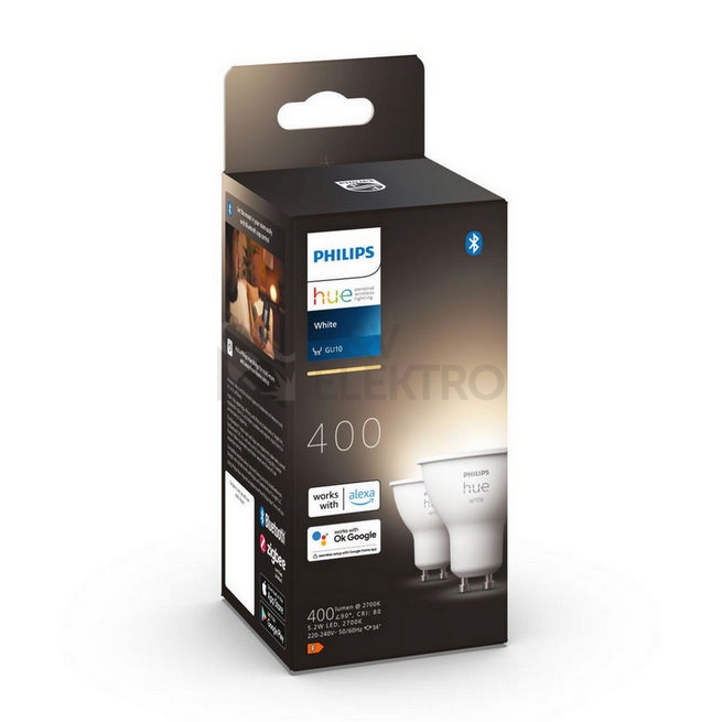 Obrázek produktu LED žárovka GU10 Philips Hue 2ks 5,2W (50W) teplá bílá (2700K) stmívatelná 4