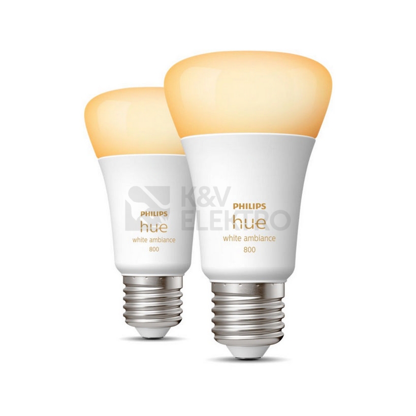 Obrázek produktu LED žárovka E27 Philips Hue 2ks 6W (60W) White Ambiance (2200-6500K) stmívatelná 0