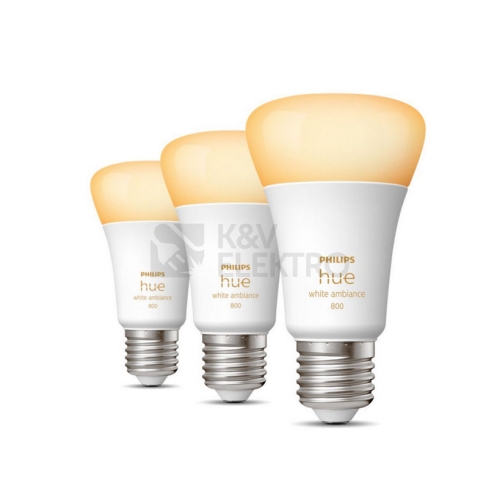 LED žárovka E27 Philips Hue 3ks 6W (60W) White Ambiance (2200-6500K) stmívatelná