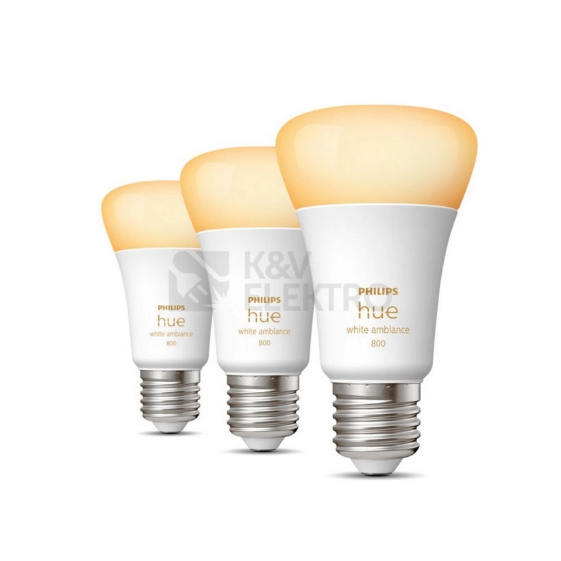 Obrázek produktu LED žárovka E27 Philips Hue 3ks 6W (60W) White Ambiance (2200-6500K) stmívatelná 0
