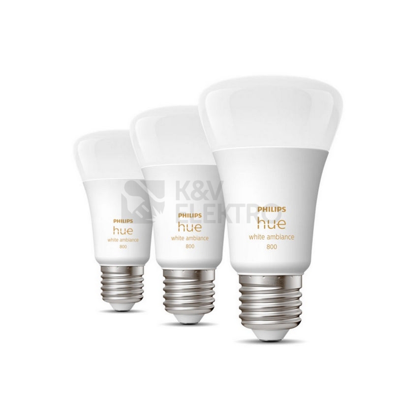 Obrázek produktu LED žárovka E27 Philips Hue 3ks 6W (60W) White Ambiance (2200-6500K) stmívatelná 1