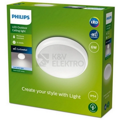 Obrázek produktu Venkovní stropní svítidlo Philips Doris 8719514417939 LED 6W 4000K IP54 bílá 0
