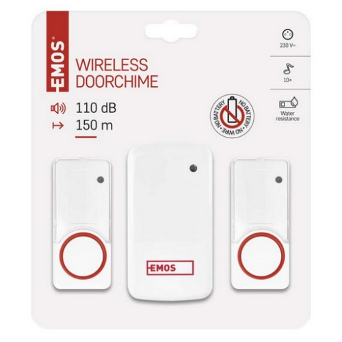 Bezbateriový domovní bezdrátový zvonek do zásuvky se 2 tlačítky EMOS P5750.2T