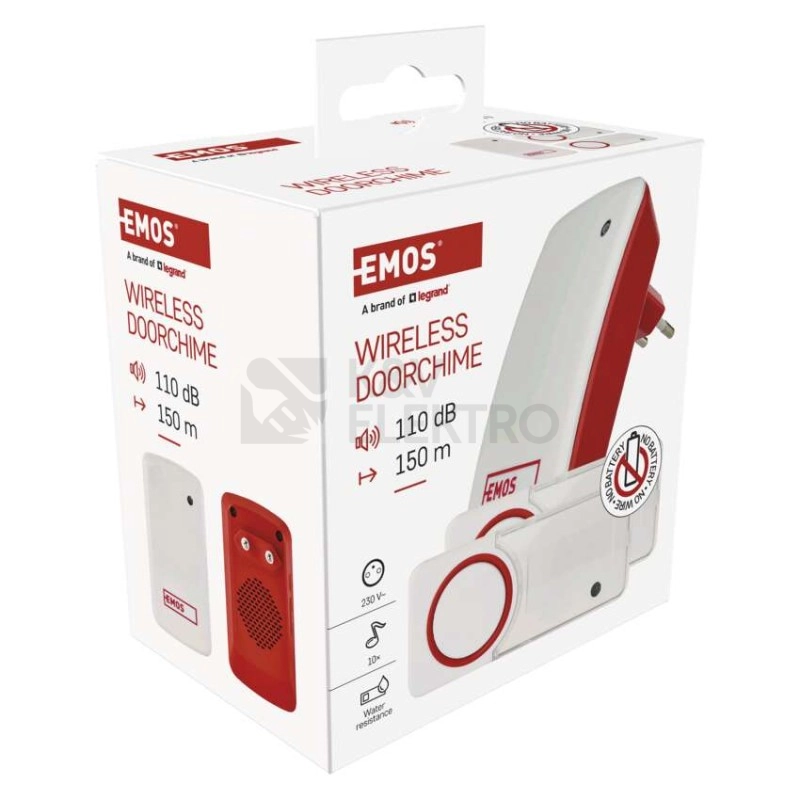 Obrázek produktu Bezbateriový domovní bezdrátový zvonek do zásuvky se 2 tlačítky EMOS P5750.2T 9