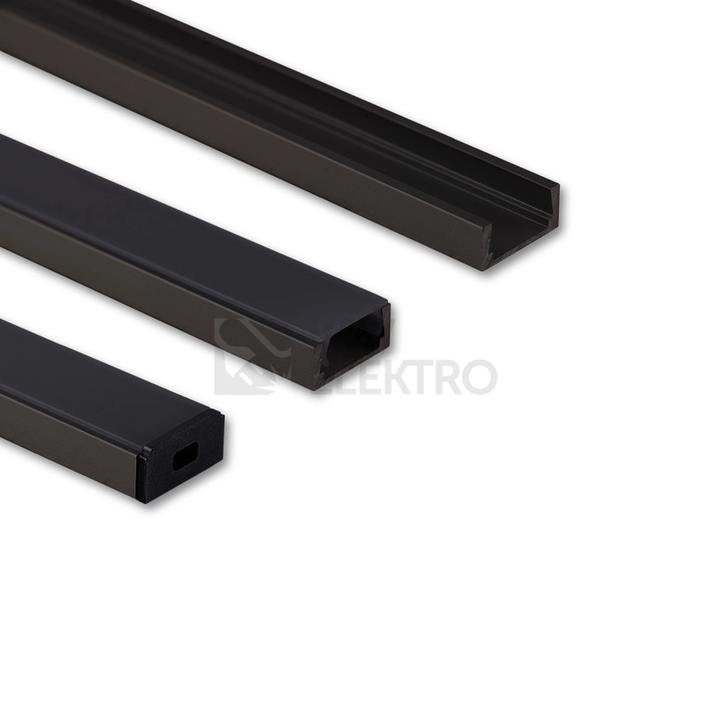Obrázek produktu Přisazený hliníkový profil černý PG2 16x8mm s černým difuzorem 2m McLED ML-761.023.74.2 4