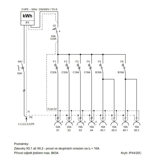 Elektroměrový staveništní rozvaděč SK 53 2973 E.03 (obrázek 3)