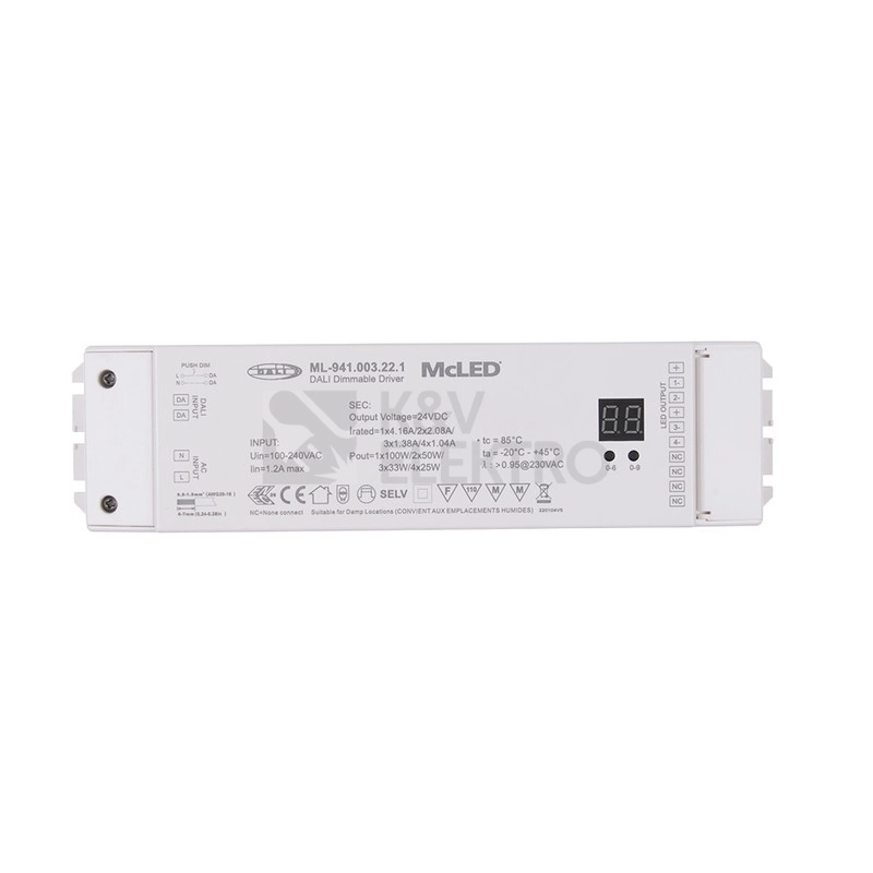 Obrázek produktu Napájecí zdroj McLED ML-941.003.22.1 100W 24VDC DALI nebo tlačítko 0