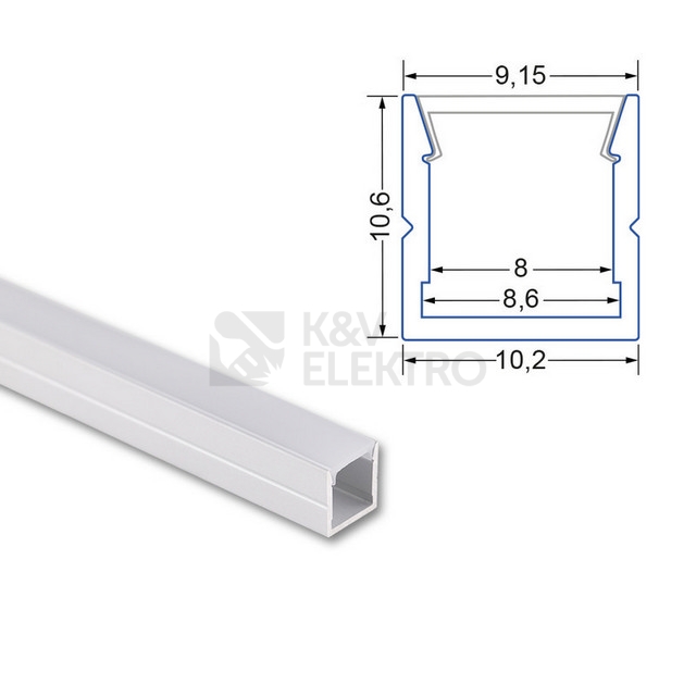 Obrázek produktu Přisazený hliníkový profil McLED PW 11x11mm včetně mléčného difuzoru 2m ML-761.014.74.2 3