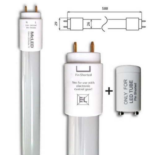 LED trubice zářivka McLED GLASS LEDTUBE 60cm 9W (18W) T8 G13 neutrální bílá ML-331.061.89.0 EM/230V (obrázek 4)