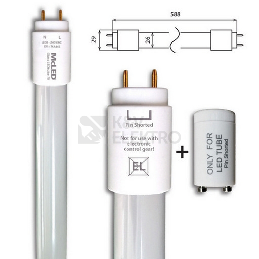 Obrázek produktu LED trubice zářivka McLED GLASS LEDTUBE 60cm 9W (18W) T8 G13 neutrální bílá ML-331.061.89.0 EM/230V 5