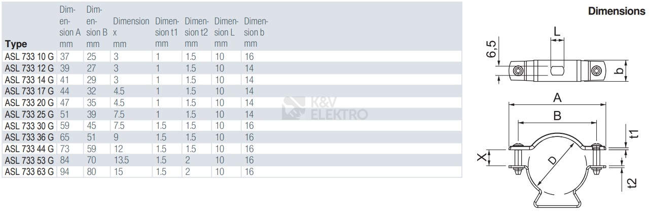 Obrázek produktu Distanční příchytka OBO ASL 733 44 G d=36-44mm 1362780 3