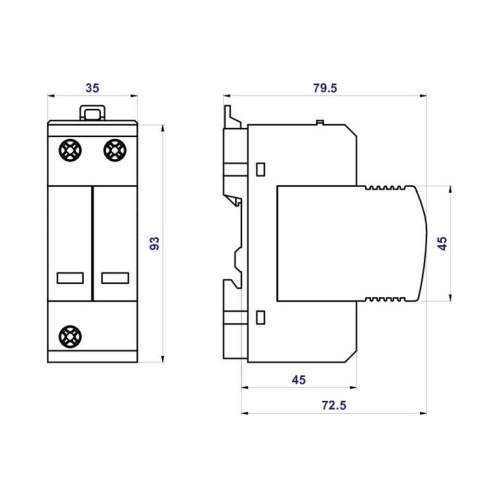 Svodič přepětí Hakel HLSA6,5 PV 1000/2 M pro fotovoltaické systémy
