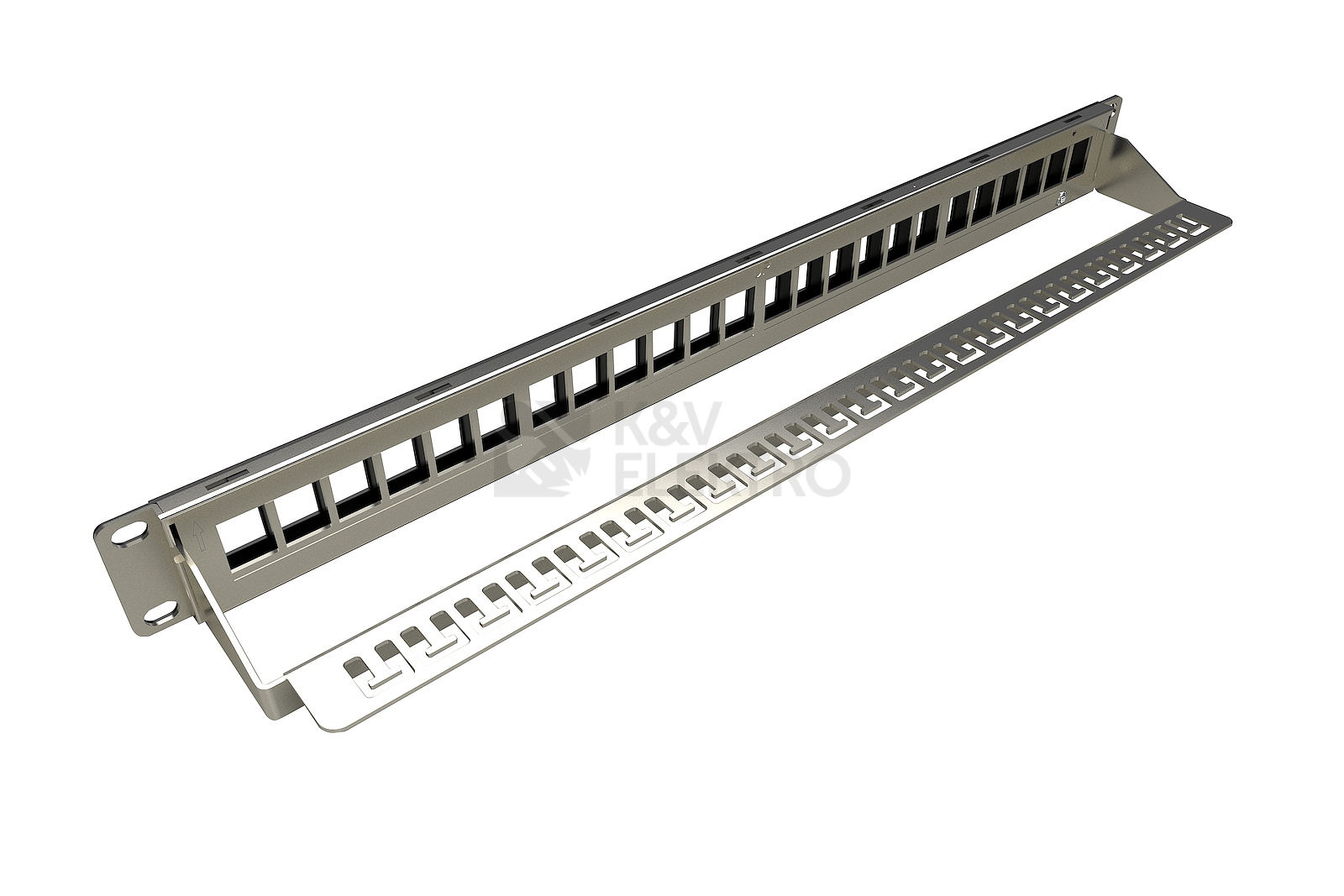 Obrázek produktu Patch panel Solarix SX24M-0-STP-BK-UNI-N 24 portů 1U neosazený s vyvaz. lištou pro CAT6A keystony 1