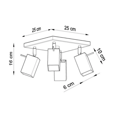 Stropní bodové svítidlo SOLLUX Merida 4 GU10 4x40W bez zdroje SL.0102 černá (obrázek 3)