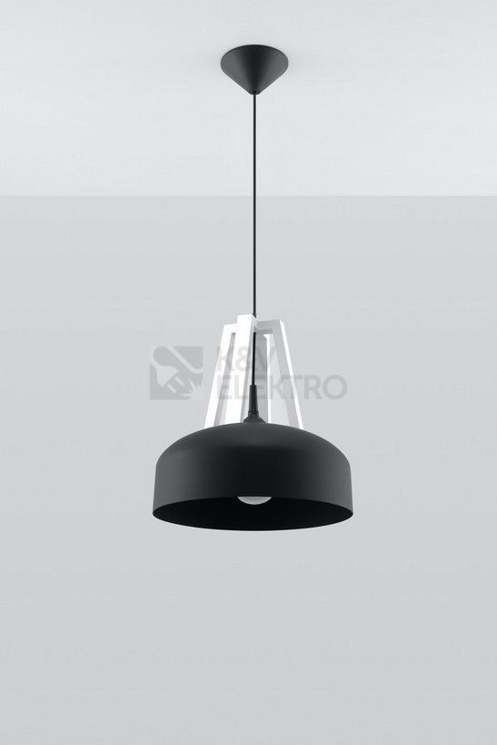 Obrázek produktu Lustr SOLLUX Casco E27 1x60W bez zdroje SL.0389 bílé dřevo a ocel černá 1