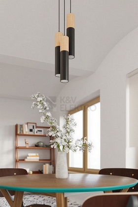 Obrázek produktu Lustr SOLLUX Pablo 3 GU10 3x40W bez zdroje SL.0634 přírodní dřevo a ocel černá 6