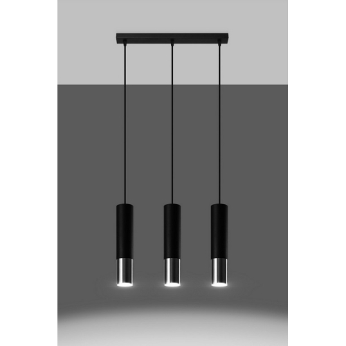 Lustr SOLLUX Loopez 3l GU10 3x40W bez zdroje SL.0942 černá/chrom