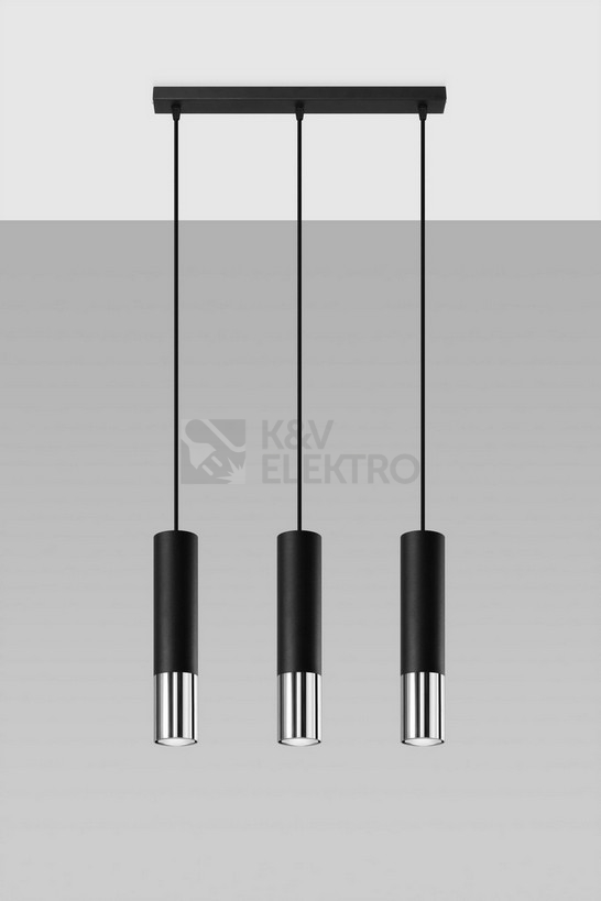 Obrázek produktu Lustr SOLLUX Loopez 3l GU10 3x40W bez zdroje SL.0942 černá/chrom 1