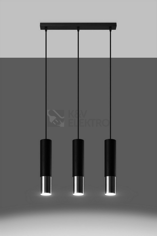 Obrázek produktu Lustr SOLLUX Loopez 3l GU10 3x40W bez zdroje SL.0942 černá/chrom 2