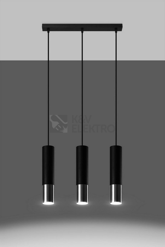 Obrázek produktu Lustr SOLLUX Loopez 3l GU10 3x40W bez zdroje SL.0942 černá/chrom 2