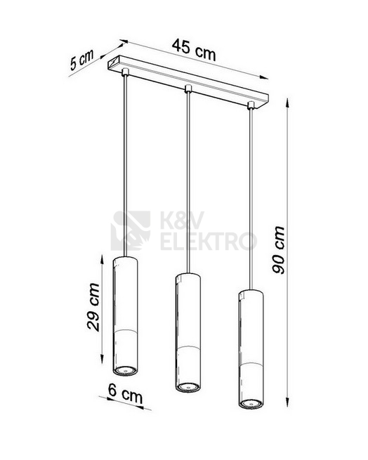 Obrázek produktu Lustr SOLLUX Loopez 3l GU10 3x40W bez zdroje SL.0942 černá/chrom 3