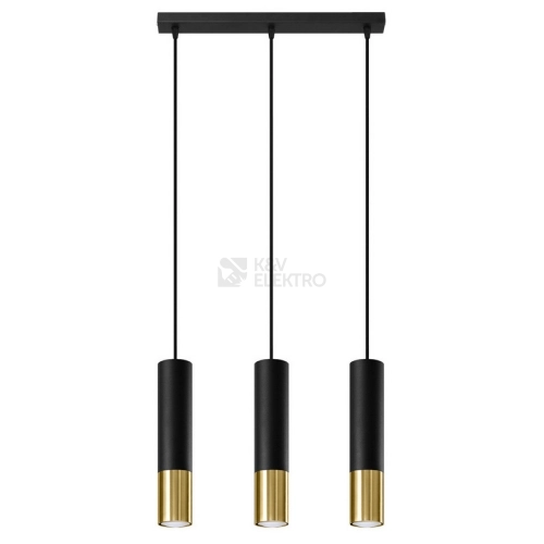 Lustr SOLLUX Loopez 3l GU10 3x40W bez zdroje SL.0954 černá/zlatá