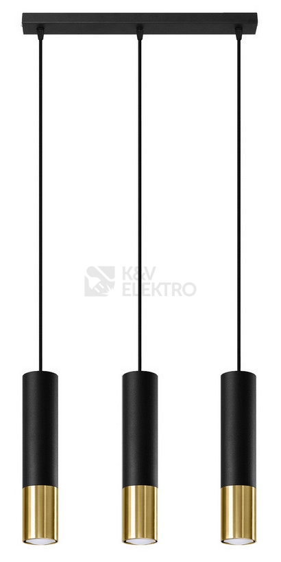 Obrázek produktu Lustr SOLLUX Loopez 3l GU10 3x40W bez zdroje SL.0954 černá/zlatá 0