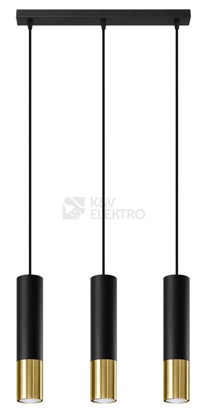 Obrázek produktu Lustr SOLLUX Loopez 3l GU10 3x40W bez zdroje SL.0954 černá/zlatá 0