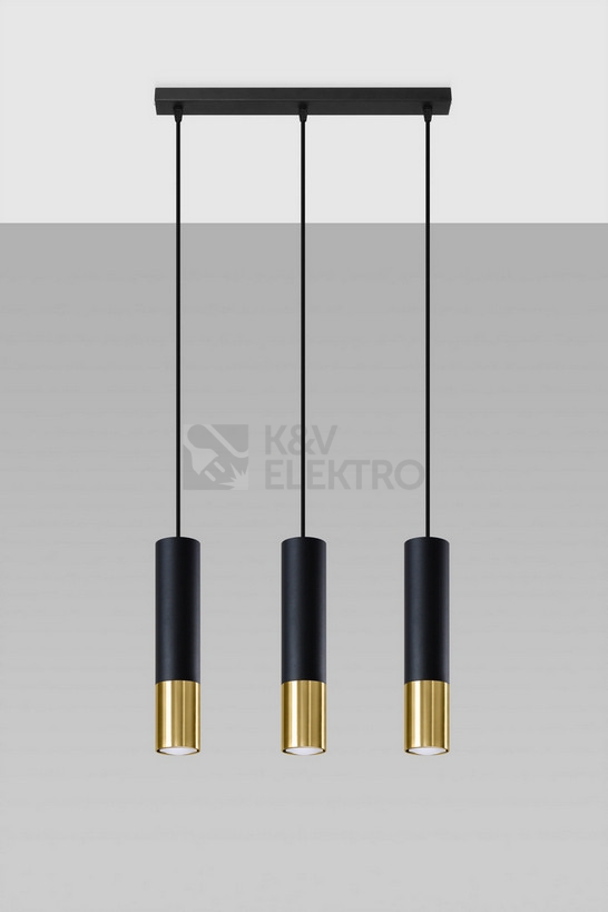 Obrázek produktu Lustr SOLLUX Loopez 3l GU10 3x40W bez zdroje SL.0954 černá/zlatá 1