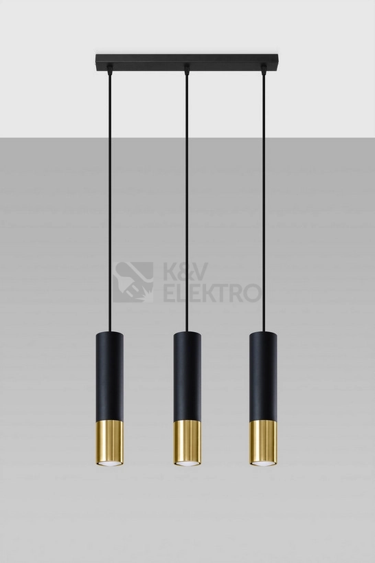 Obrázek produktu Lustr SOLLUX Loopez 3l GU10 3x40W bez zdroje SL.0954 černá/zlatá 1