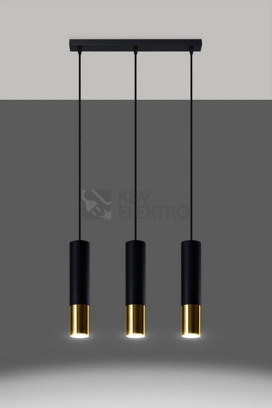 Obrázek produktu Lustr SOLLUX Loopez 3l GU10 3x40W bez zdroje SL.0954 černá/zlatá 2