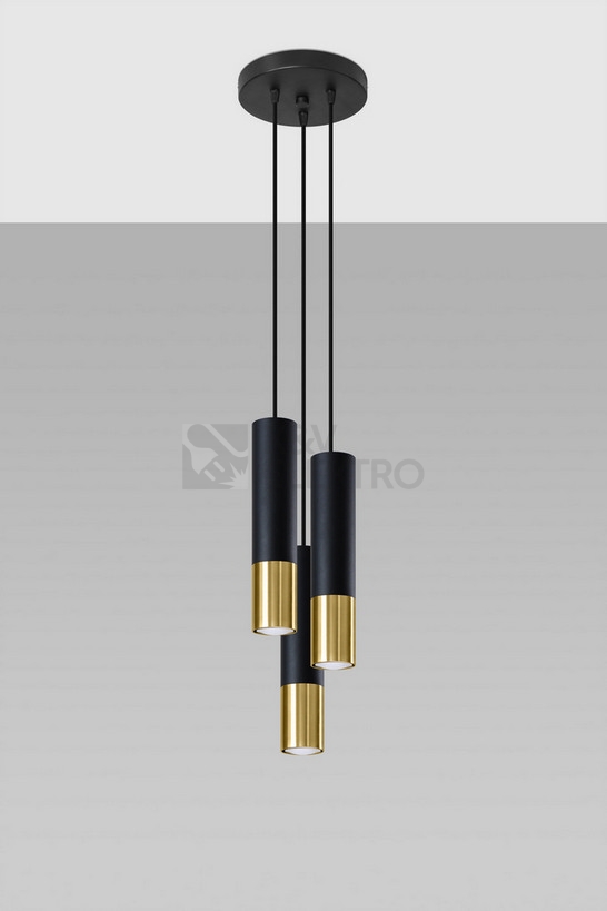 Obrázek produktu Lustr SOLLUX Loopez 3p GU10 3x40W bez zdroje SL.0955 černá/zlatá 1