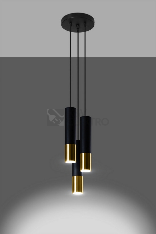 Obrázek produktu Lustr SOLLUX Loopez 3p GU10 3x40W bez zdroje SL.0955 černá/zlatá 2