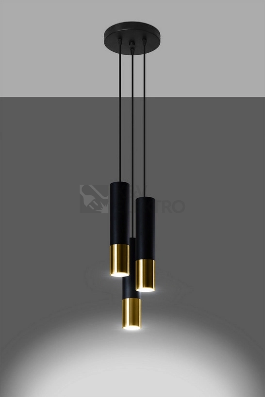 Obrázek produktu Lustr SOLLUX Loopez 3p GU10 3x40W bez zdroje SL.0955 černá/zlatá 2