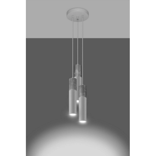 Lustr SOLLUX Borgio 3p GU10 3x40W bez zdroje SL.1080 beton a ocel šedá, bílý baldachýn (obrázek 6)