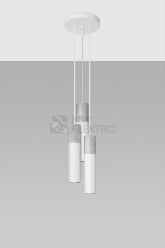 Obrázek produktu Lustr SOLLUX Borgio 3p GU10 3x40W bez zdroje SL.1080 beton a ocel šedá, bílý baldachýn 1