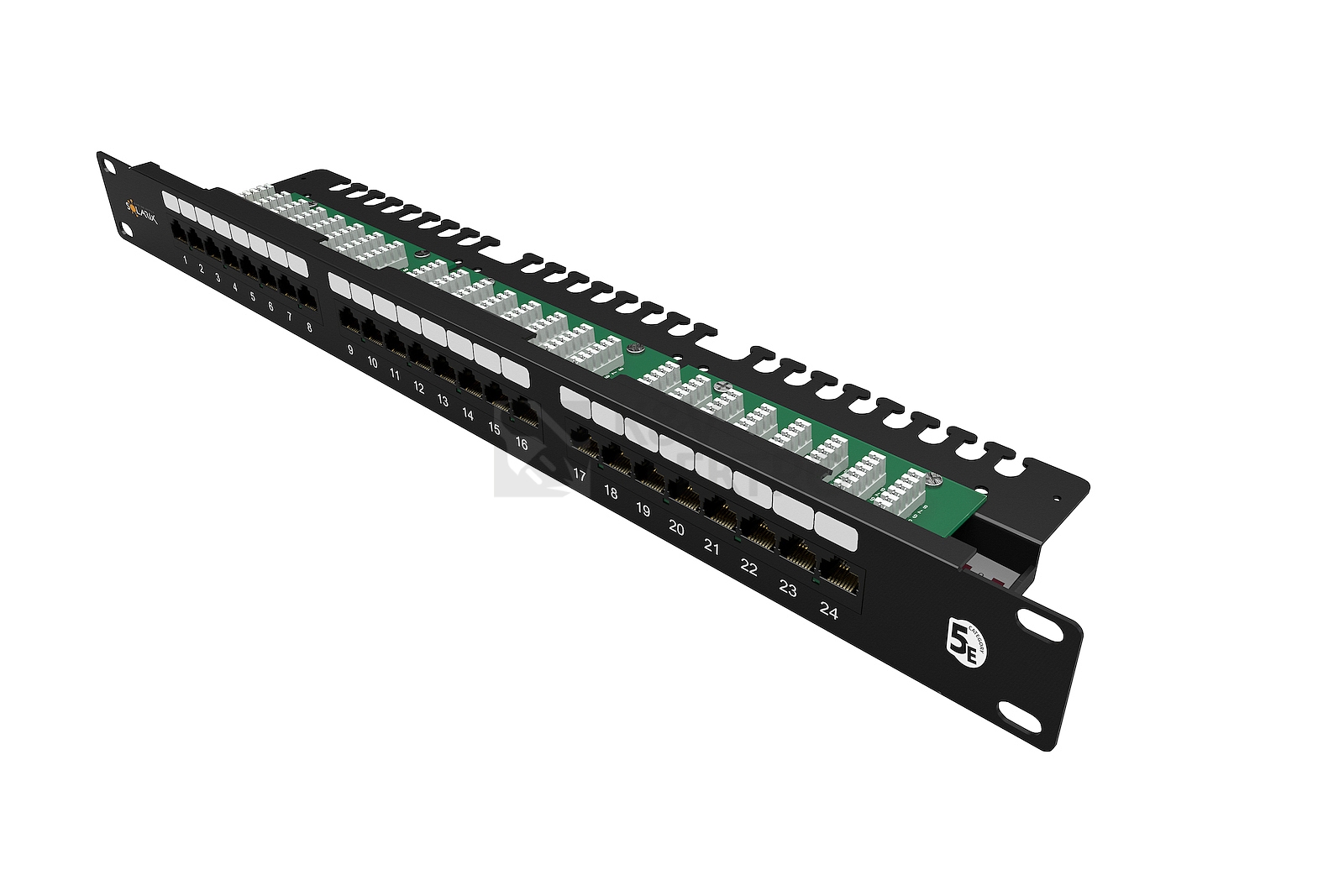 Obrázek produktu Patch panel Solarix SX24L-5E-UTP-BK-N 24x RJ45 CAT5E UTP 1U s vyvazovací lištou 1