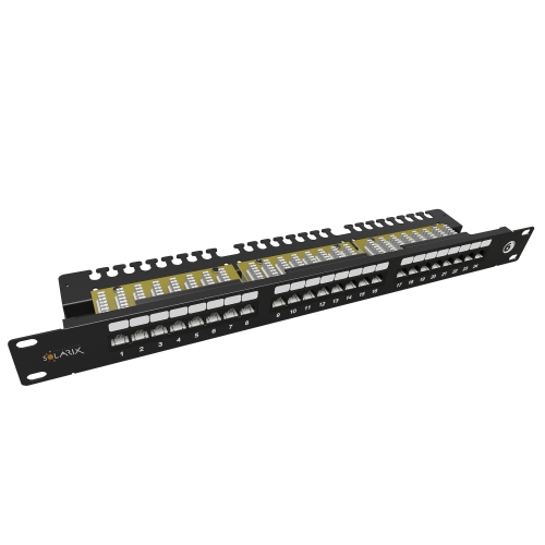 Levně Patch panel Solarix SX24L-6-UTP-BK-N 24x RJ45 CAT6 UTP 1U s vyvazovací lištou