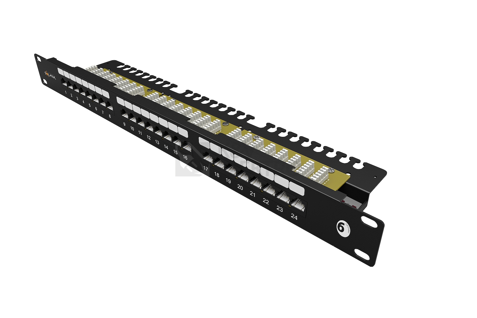 Obrázek produktu Patch panel Solarix SX24L-6-UTP-BK-N 24x RJ45 CAT6 UTP 1U s vyvazovací lištou 1