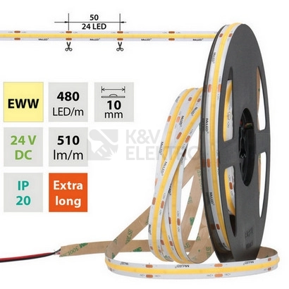 Obrázek produktu LED pásek McLED 24V COB teplá bílá 480LED/m 5W/m CRI90 10mm ML-126.053.83.2 0