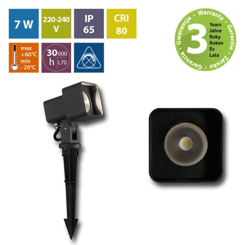 LED zapichovací svítidlo McLED Kira 7W 4000K IP65 černá ML-514.004.19.0