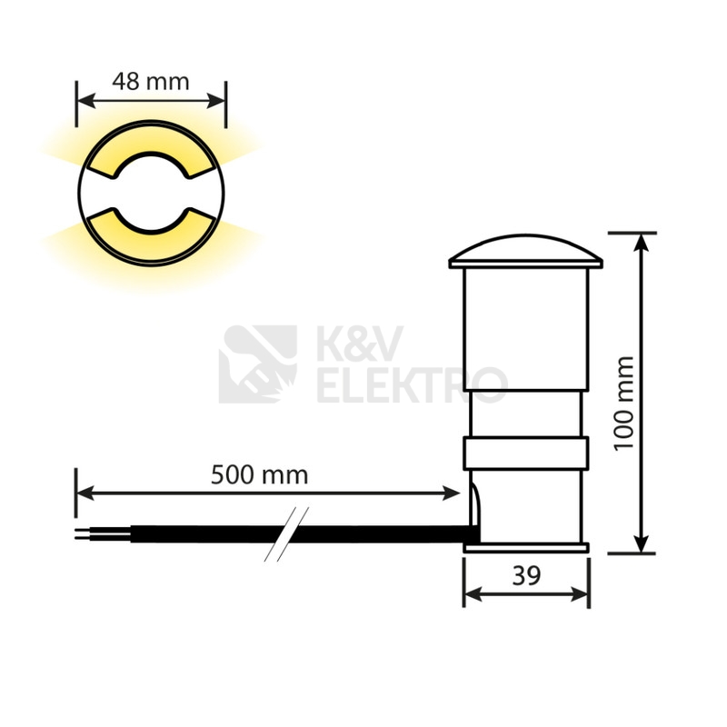 Obrázek produktu  Zemní LED svítidlo McLED Ground 3W 24VDC 4000K IP67 2x boční 120° 48x102mm ML-514.006.81.0 3