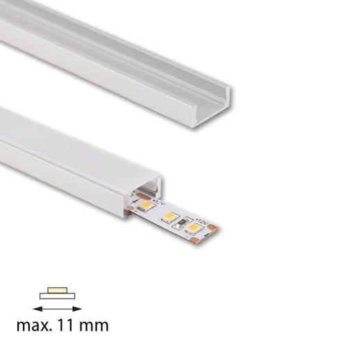 Přisazený hliníkový profil PG2 16x8mm s mléčným difuzorem 1m McLED ML-761.001.74.1