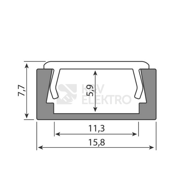 Obrázek produktu Přisazený hliníkový profil PG2 16x8mm s mléčným difuzorem 1m McLED ML-761.001.74.1 1