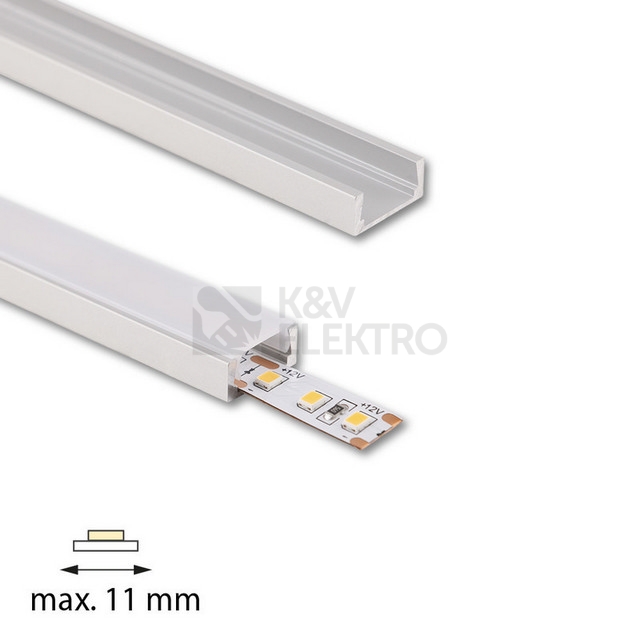 Obrázek produktu Přisazený hliníkový profil PG2 16x8mm s mléčným difuzorem 1m McLED ML-761.001.74.1 2