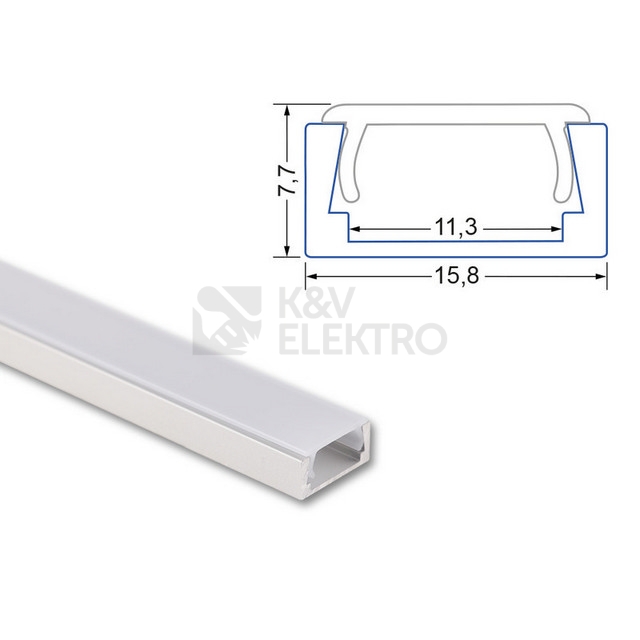 Obrázek produktu Přisazený hliníkový profil PG2 16x8mm s mléčným difuzorem 1m McLED ML-761.001.74.1 4