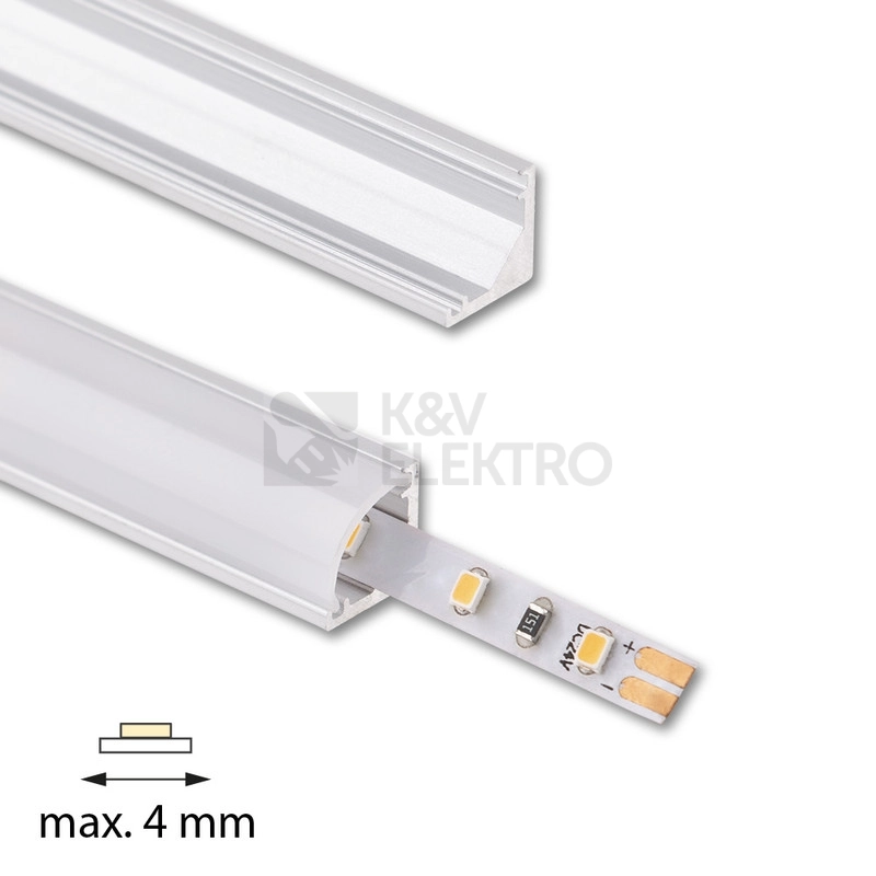 Obrázek produktu Rohový hliníkový profil McLED RB 8x8mm včetně mléčného difuzoru 1m ML-761.002.74.1 1