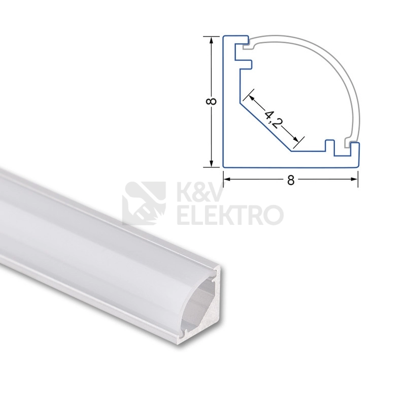 Obrázek produktu Rohový hliníkový profil McLED RB 8x8mm včetně mléčného difuzoru 1m ML-761.002.74.1 6