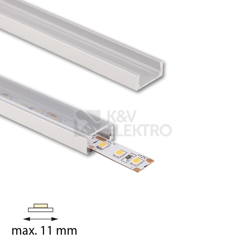 Obrázek produktu Přisazený hliníkový profil PG2 16x8mm s čirým difuzorem 1m McLED ML-761.003.74.1 4